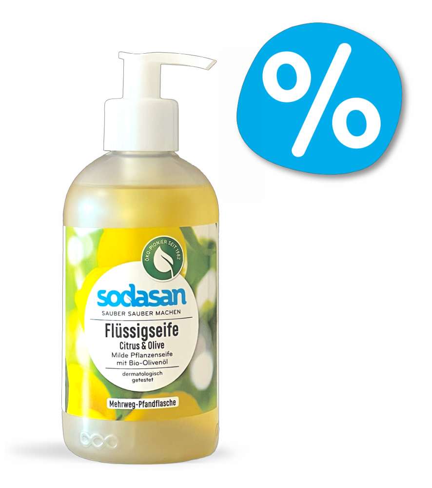 6x300ml Flüssigseife Citrus-Olive in zerooo Mehrweg-Pfandflasche