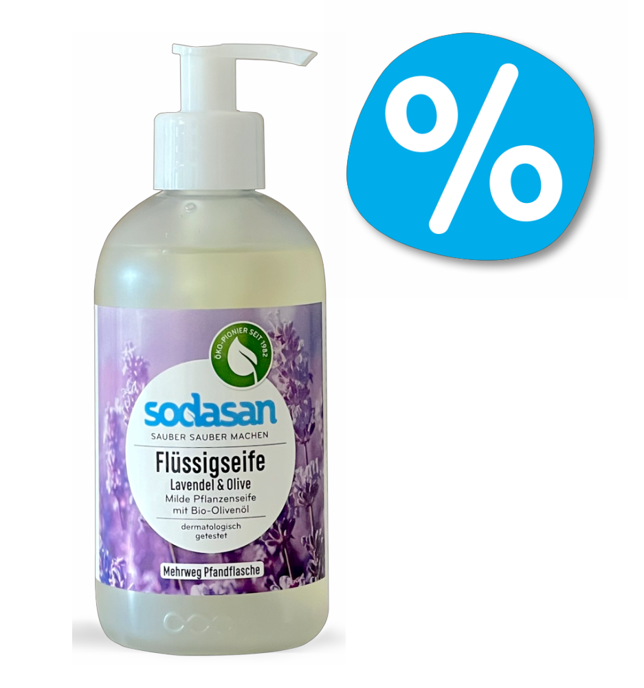 6x300ml Flüssigseife Lavendel-Olive in zerooo Mehrweg-Pfandflasche